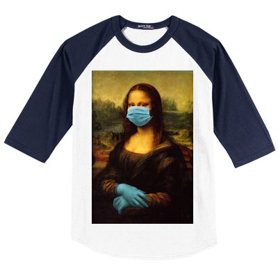 Mona Lisa Face Mas And Gloves Pandemic Baseball Sleeve Shirt