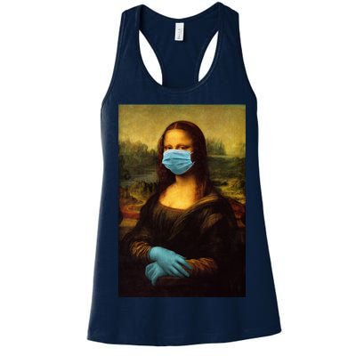 Mona Lisa Face Mas And Gloves Pandemic Women's Racerback Tank