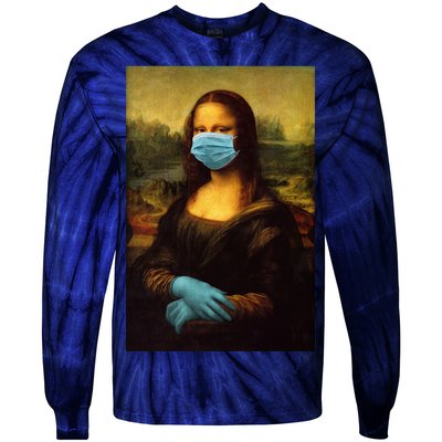 Mona Lisa Face Mas And Gloves Pandemic Tie-Dye Long Sleeve Shirt