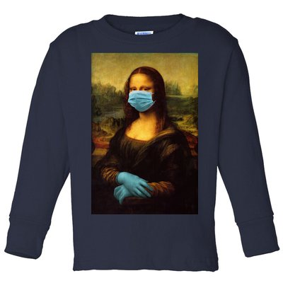 Mona Lisa Face Mas And Gloves Pandemic Toddler Long Sleeve Shirt