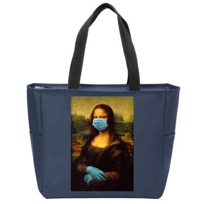 Mona Lisa Face Mas And Gloves Pandemic Zip Tote Bag