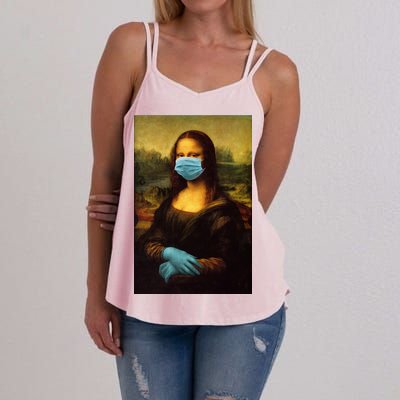 Mona Lisa Face Mas And Gloves Pandemic Women's Strappy Tank