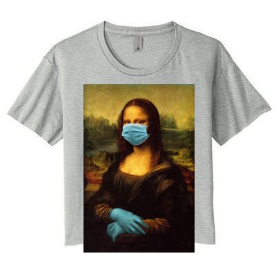 Mona Lisa Face Mas And Gloves Pandemic Women's Crop Top Tee