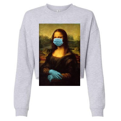 Mona Lisa Face Mas And Gloves Pandemic Cropped Pullover Crew