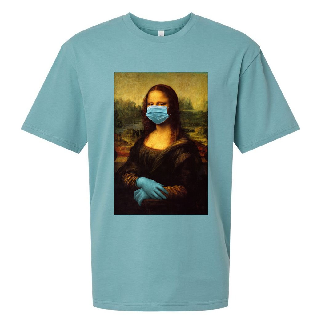 Mona Lisa Face Mas And Gloves Pandemic Sueded Cloud Jersey T-Shirt