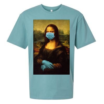 Mona Lisa Face Mas And Gloves Pandemic Sueded Cloud Jersey T-Shirt