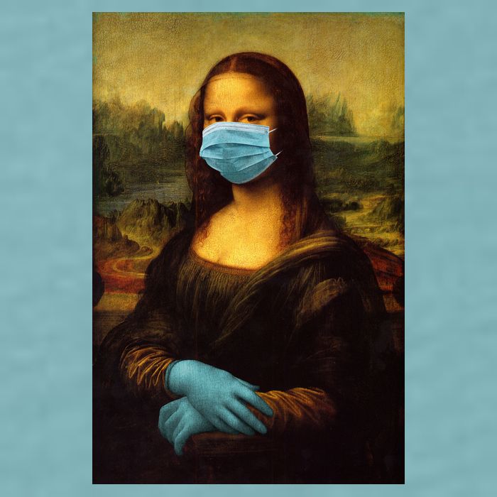 Mona Lisa Face Mas And Gloves Pandemic Sueded Cloud Jersey T-Shirt