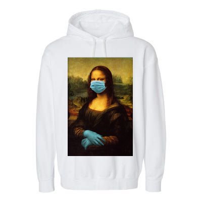 Mona Lisa Face Mas And Gloves Pandemic Garment-Dyed Fleece Hoodie