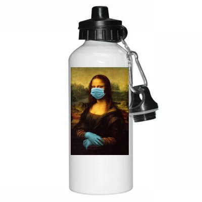 Mona Lisa Face Mas And Gloves Pandemic Aluminum Water Bottle