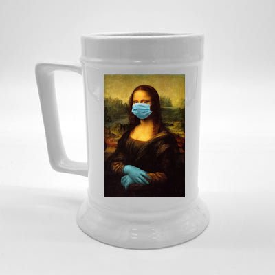 Mona Lisa Face Mas And Gloves Pandemic Beer Stein