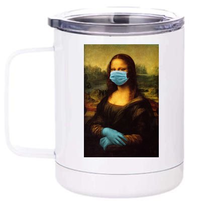 Mona Lisa Face Mas And Gloves Pandemic 12 oz Stainless Steel Tumbler Cup