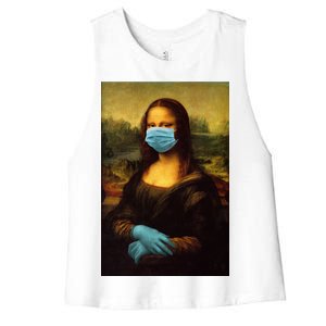 Mona Lisa Face Mas And Gloves Pandemic Women's Racerback Cropped Tank