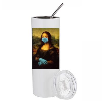 Mona Lisa Face Mas And Gloves Pandemic Stainless Steel Tumbler