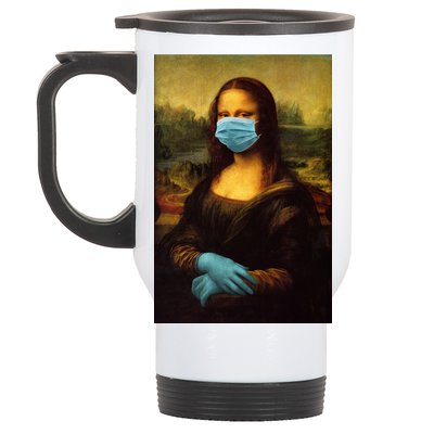 Mona Lisa Face Mas And Gloves Pandemic Stainless Steel Travel Mug