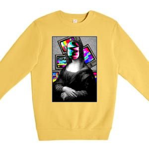 Mona Lisa Glitch Premium Crewneck Sweatshirt