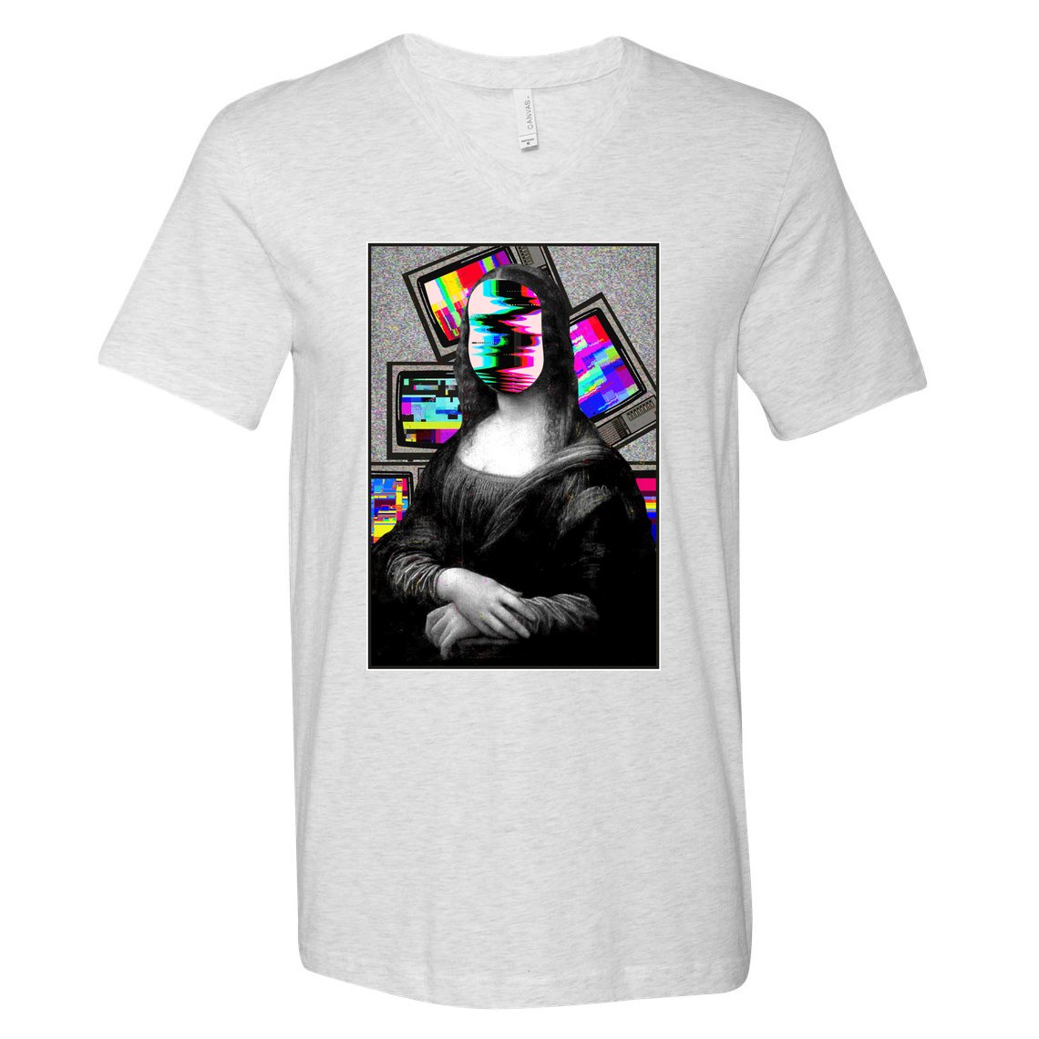 Mona Lisa Glitch V-Neck T-Shirt