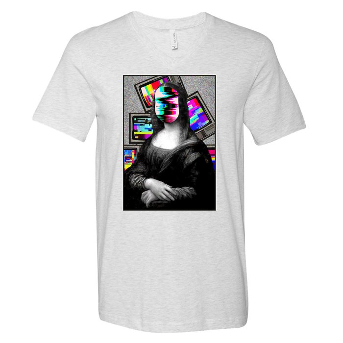 Mona Lisa Glitch V-Neck T-Shirt