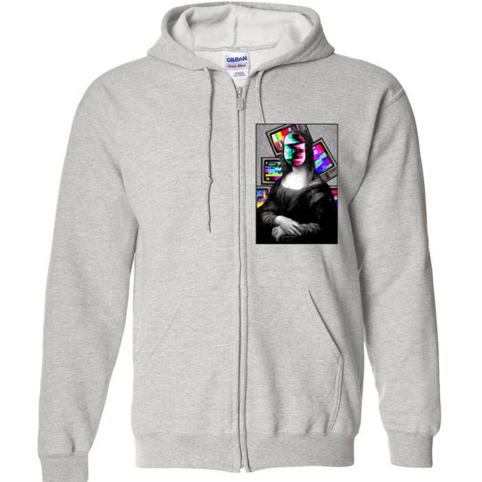 Mona Lisa Glitch Full Zip Hoodie