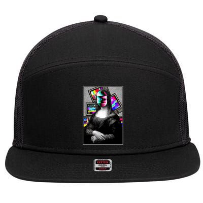 Mona Lisa Glitch 7 Panel Mesh Trucker Snapback Hat