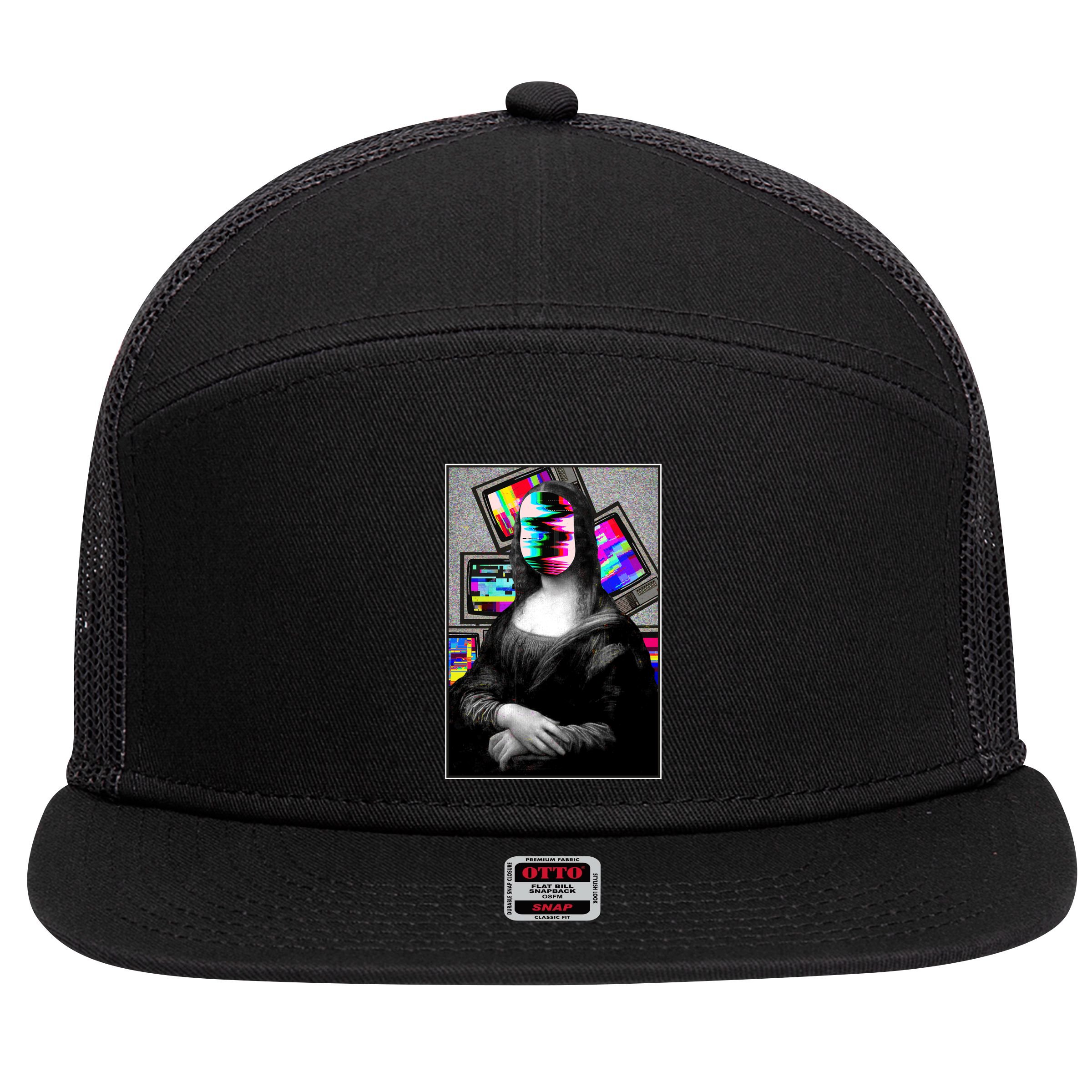 Mona Lisa Glitch 7 Panel Mesh Trucker Snapback Hat