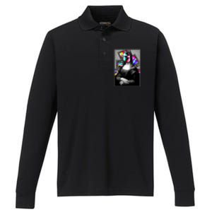 Mona Lisa Glitch Performance Long Sleeve Polo