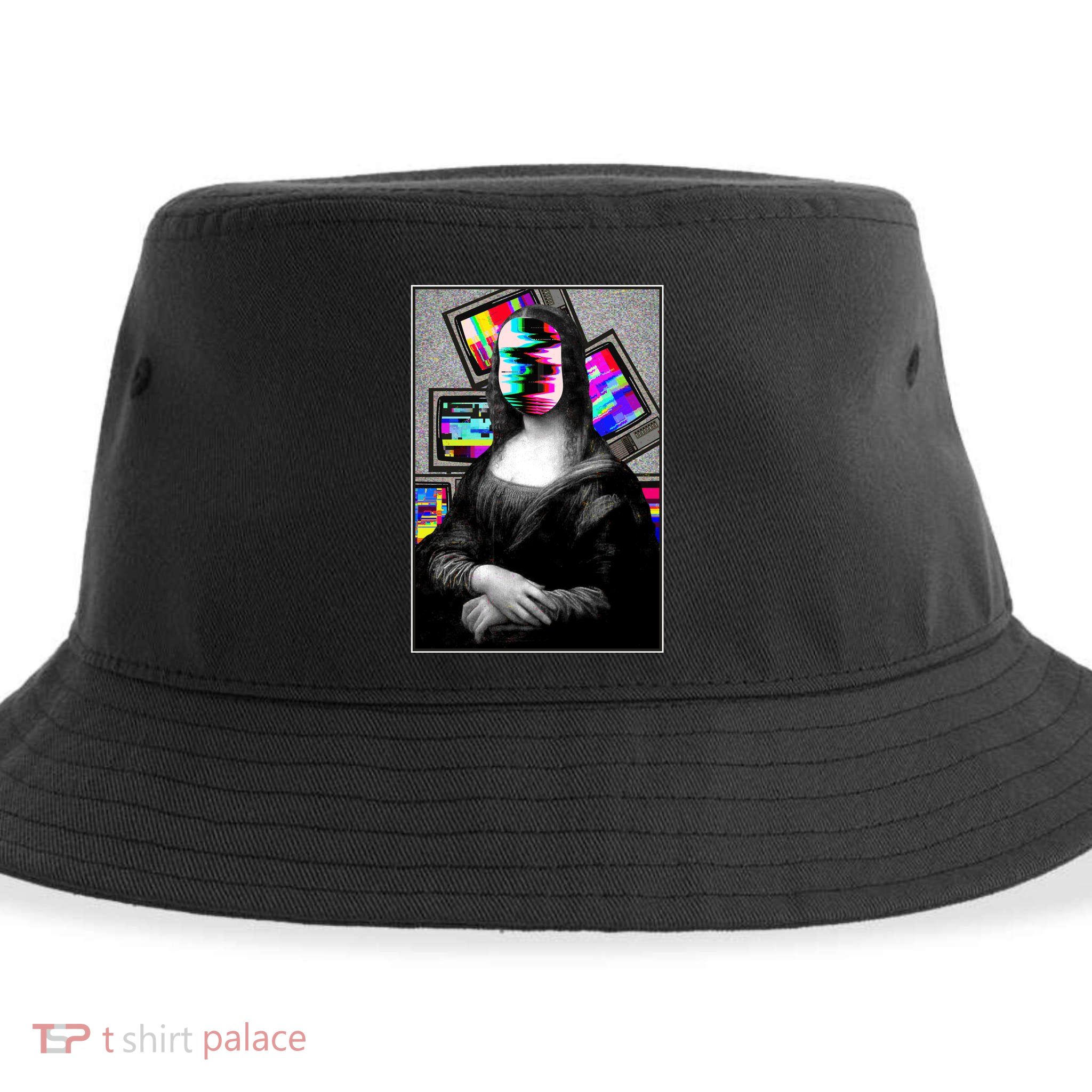 Mona Lisa Glitch Sustainable Bucket Hat