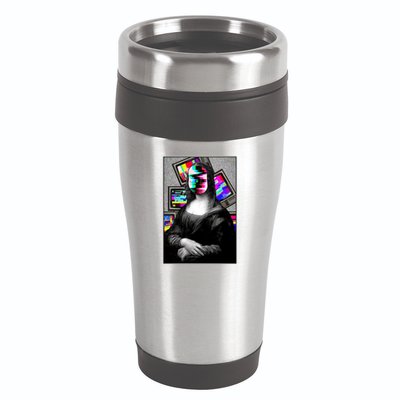 Mona Lisa Glitch 16oz Travel Tumbler