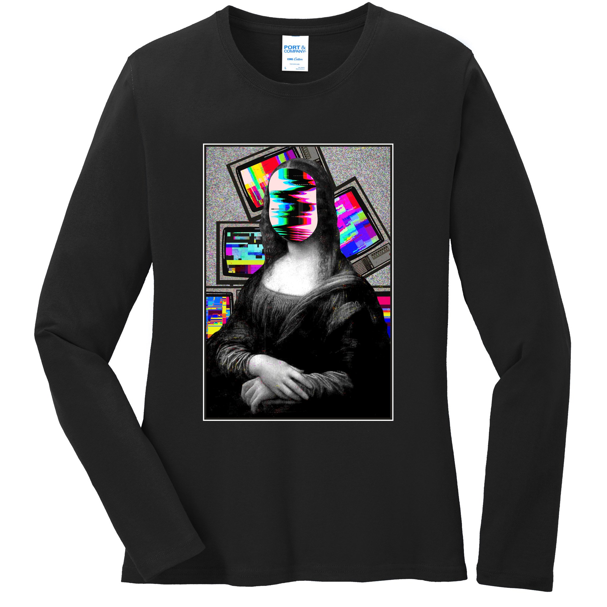 Mona Lisa Glitch Ladies Long Sleeve Shirt