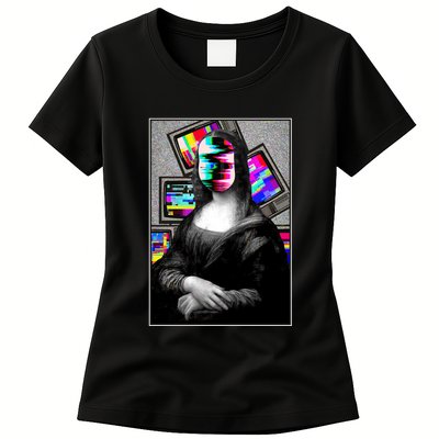 Mona Lisa Glitch Womens T-Shirt