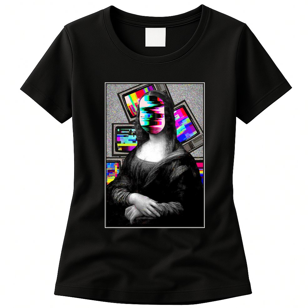 Mona Lisa Glitch Womens T-Shirt
