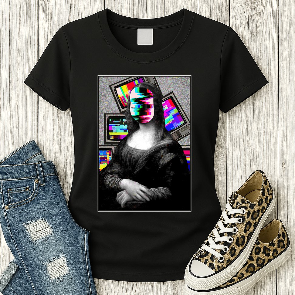 Mona Lisa Glitch Womens T-Shirt