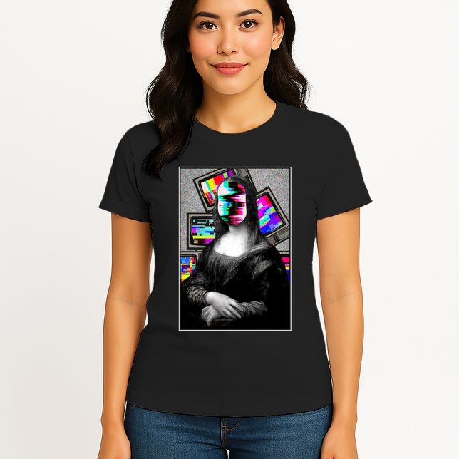 Mona Lisa Glitch Womens T-Shirt