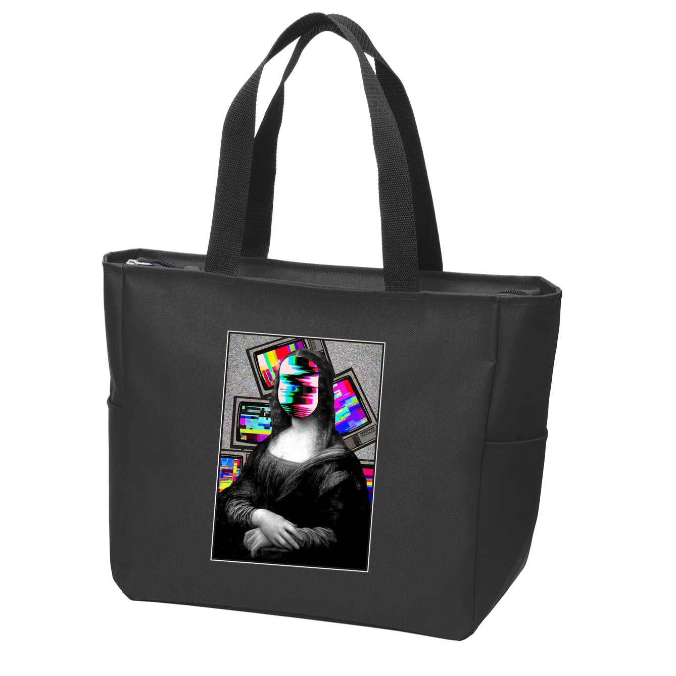 Mona Lisa Glitch Zip Tote Bag
