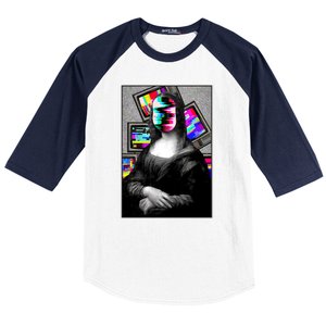 Mona Lisa Glitch Baseball Sleeve Shirt