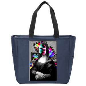 Mona Lisa Glitch Zip Tote Bag