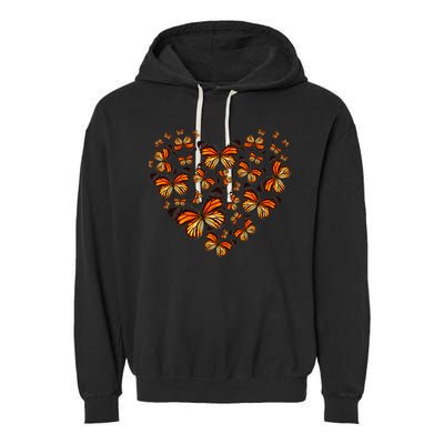 Monarch Butterfly Heart Garment-Dyed Fleece Hoodie