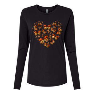 Monarch Butterfly Heart Womens Cotton Relaxed Long Sleeve T-Shirt