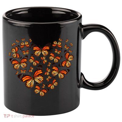 Monarch Butterfly Heart 11oz C Handle Ceramic Mug