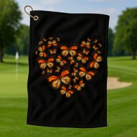 Monarch Butterfly Heart Golf Towel