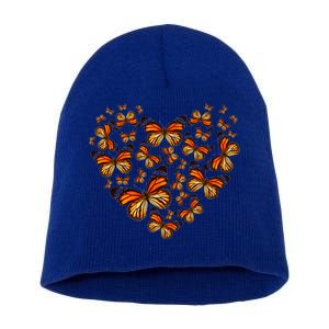 Monarch Butterfly Heart Short Acrylic Beanie