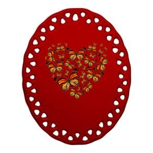 Monarch Butterfly Heart Ceramic Oval Ornament