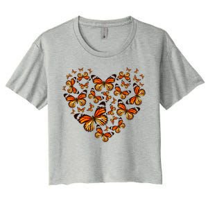 Monarch Butterfly Heart Women's Crop Top Tee