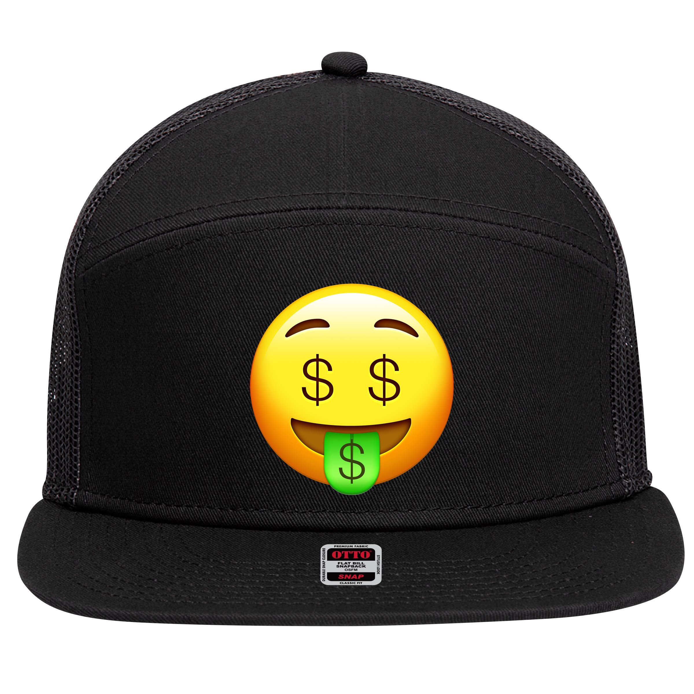 Money Emoji 7 Panel Mesh Trucker Snapback Hat