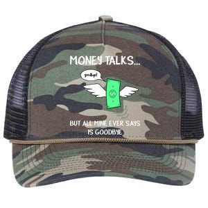 Money Talks But All Mine Ever Says Goodbye Retro Rope Trucker Hat Cap