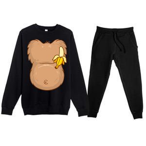 Monkey Ape Belly Costume Premium Crewneck Sweatsuit Set