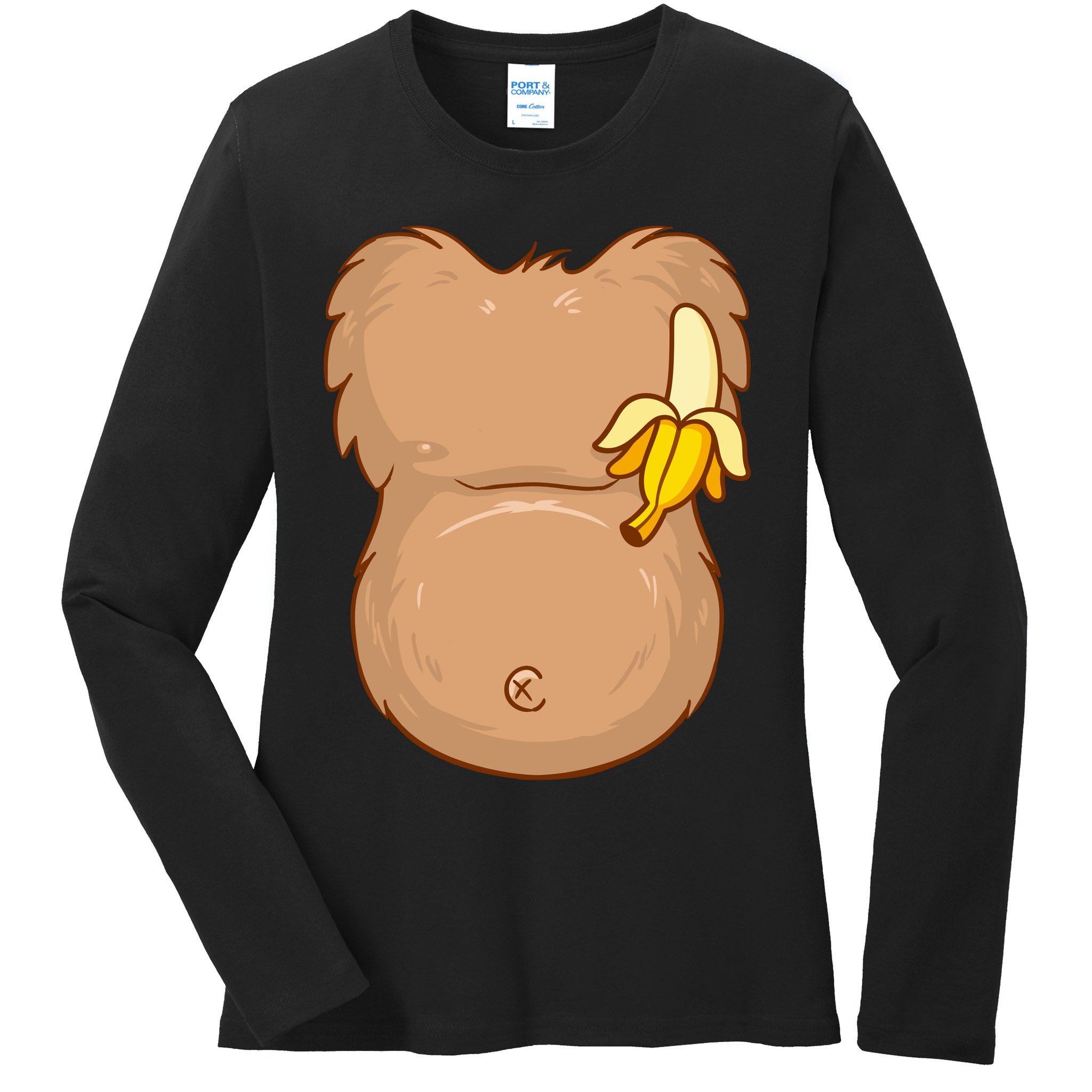 Monkey Ape Belly Costume Ladies Long Sleeve Shirt