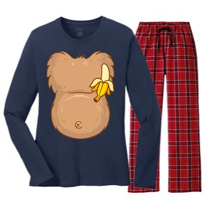 Monkey Ape Belly Costume Women's Long Sleeve Flannel Pajama Set 