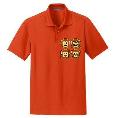 Monkey Emoji Smiley Face Dry Zone Grid Polo