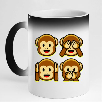 Monkey Emoji Smiley Face 11oz Black Color Changing Mug