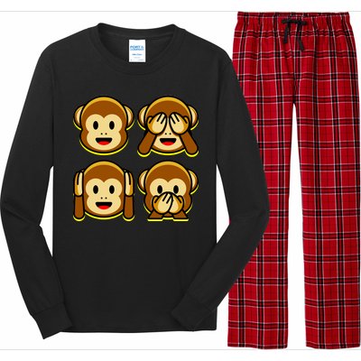 Monkey Emoji Smiley Face Long Sleeve Pajama Set